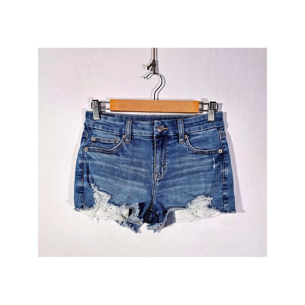 Casual Indie Distressed Boho American Eagle Denim Shorts Womens 4 Blue